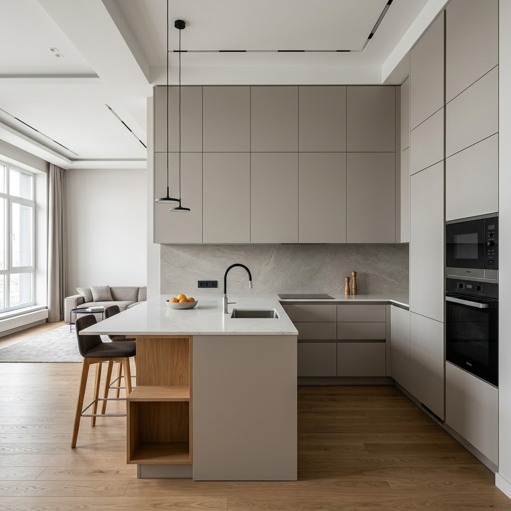 Кейс‑разбор: кухня под потолок + колонны под технику + скрытые ручки — сколько стоит и из чего складывается смета