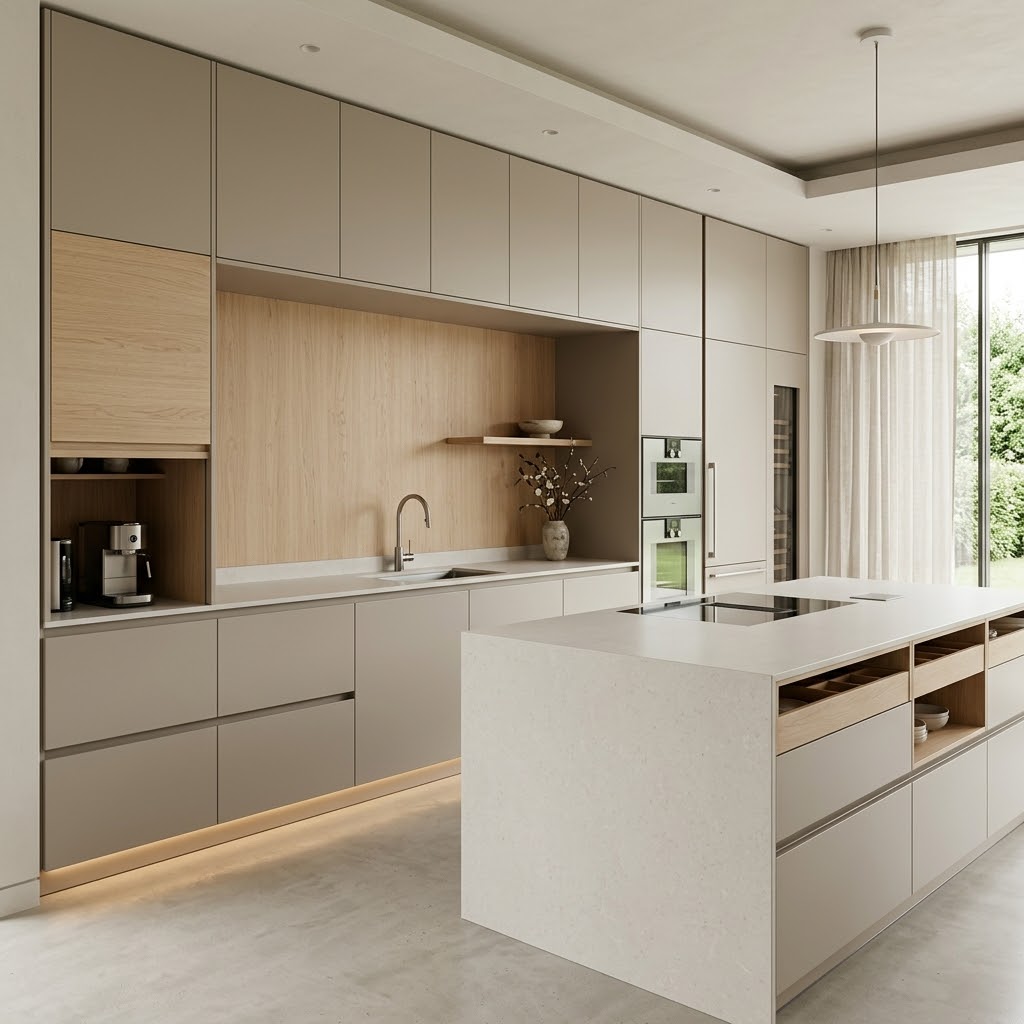 Кухня на заказ в 2026: скрытая техника, «чистые» фасады и максимум хранения без визуального шума